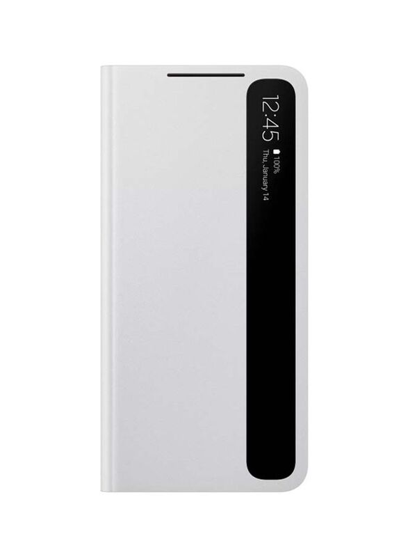 

Unspecified Samsung Smart Clear View Flip Case Cover for Samsung Galaxy S21 5G Mobile Phone, Light Grey